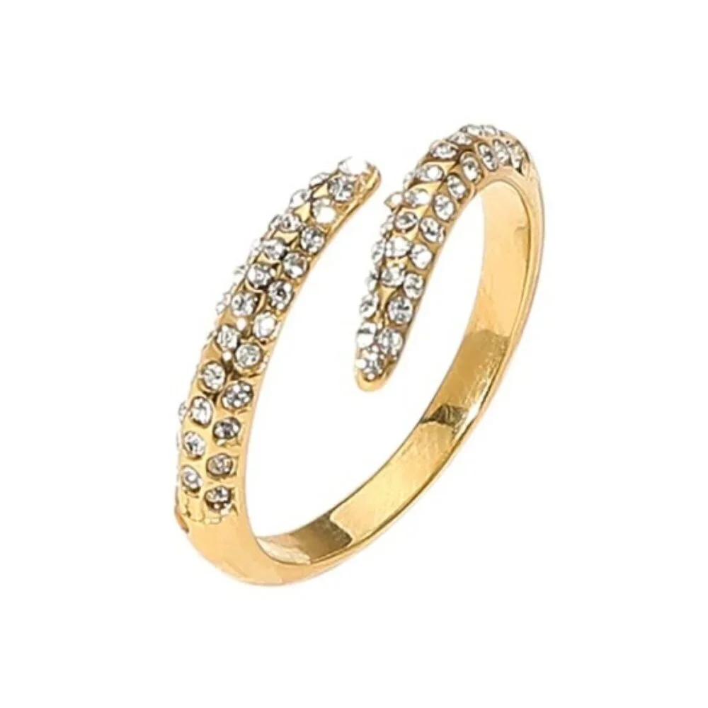 GOLD STAINLESS STEEL RHINESTONE WRAP RING